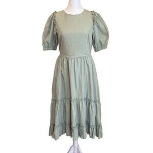English Factory Celadon Ruffle Detail Midi Dress S